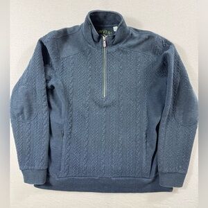 Vintage ORVIS Textured Quarter Zip Pullover | Navy Blue | S